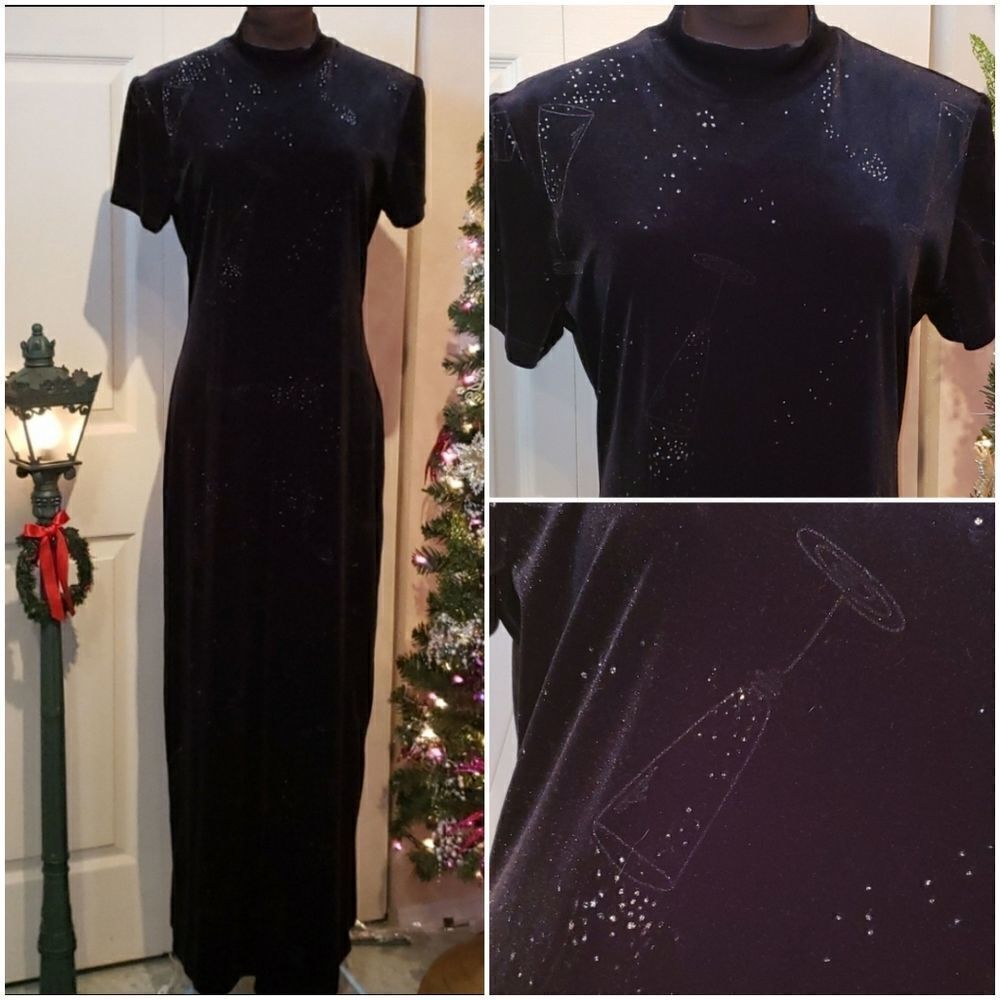 Jessica Howard Black Velvet Maxi Dress